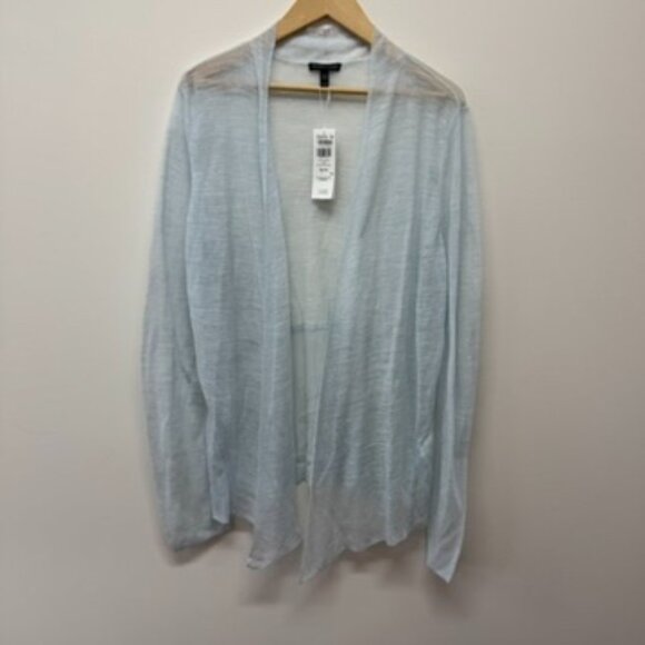 NWT Eileen Fisher Women's Sheer Aqua Linen Shape Cartigan $268 - Sz XL - Picture 3 of 11